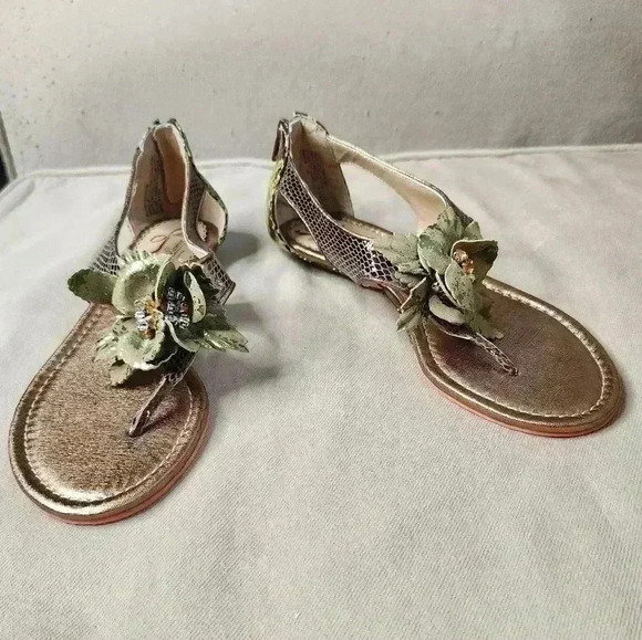 Anthropologie Poetic Licence Green Snakeskin ISLAND SURPRISE Sandal SZ 6M - Picture 1 of 6